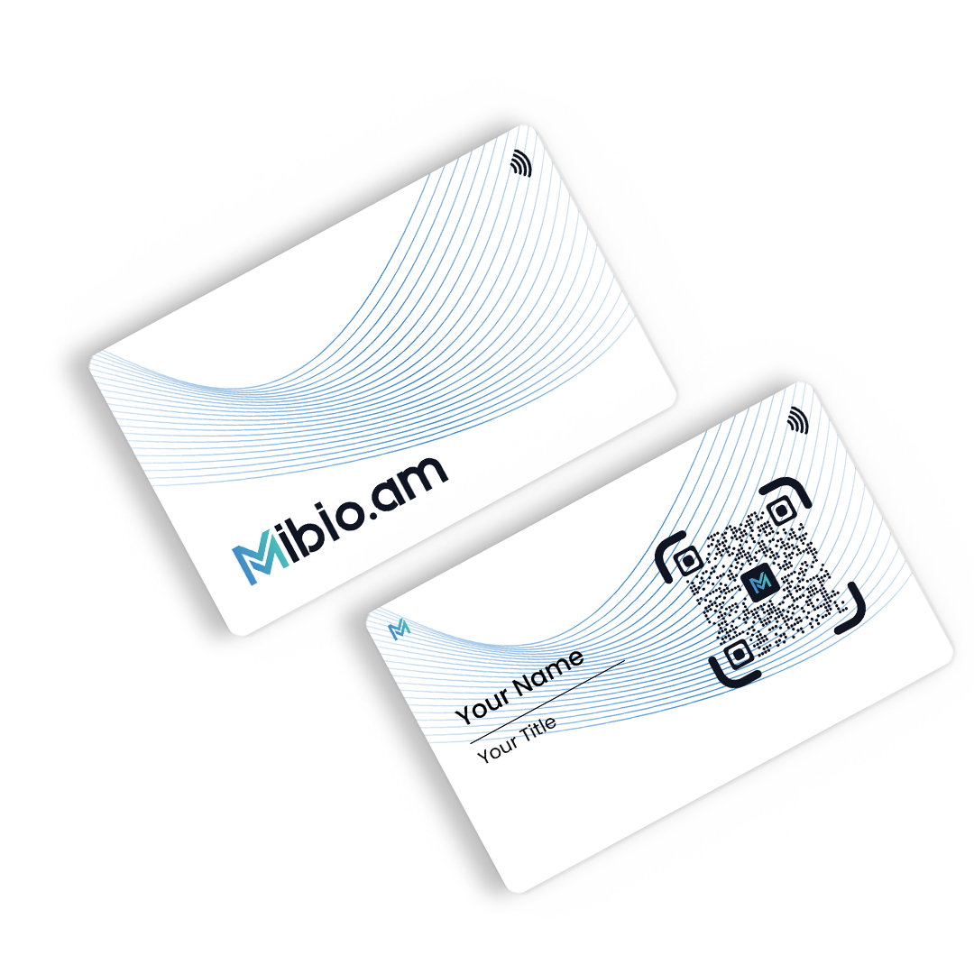 Back and front of a light Mibio card