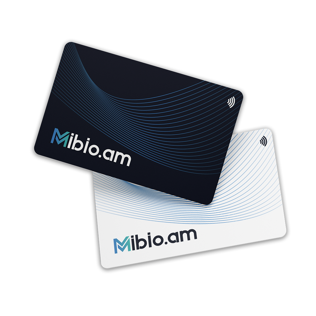 Front of dark and light Mibio cards