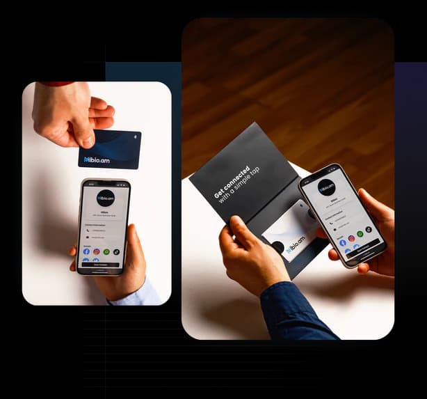 Get started section graphics, has 2 images of mibio card in it