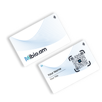 Back and front of a light Mibio card